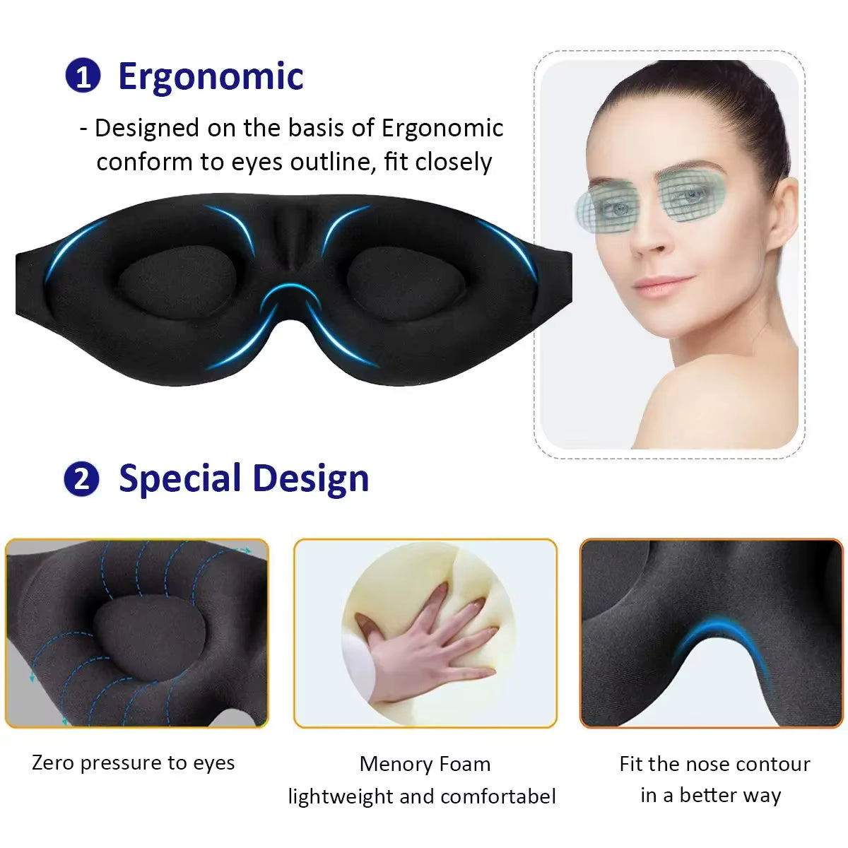 Pain-Free Night — Cervical Pillow + Sleep Mask