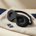 3D contoured blackout sleep mask with earplugs